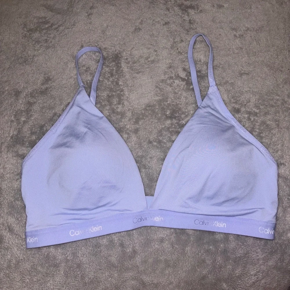 Calvin Klein Modern Cotton Triangle Bralette Lavender Purple Logo QF1654 Small